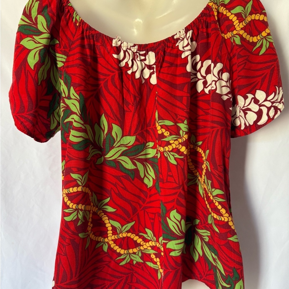 Papaya Red Ruffled Puff Sleeve Blouse - Picture 2 of 6